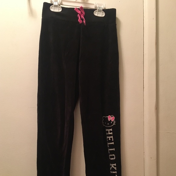Hello Kitty Velour Black Sweatpants - Size 6/6X - Picture 1 of 3